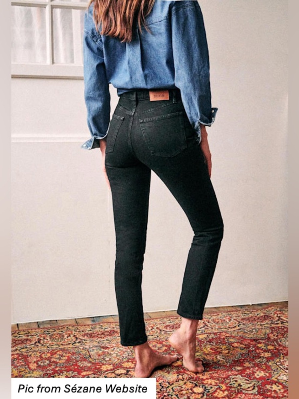 NWT Sezane Le Brut Denim in Noir (Black). 27 Tall.